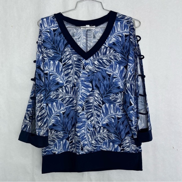 Perception concept, blue open sleeve blouse, size medium - Picture 1 of 6